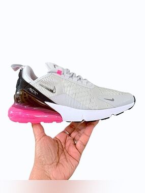 Nike Air Max 270 Women’s Sneakers White Phonton Dust Grey, Hyper Pink